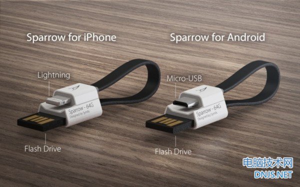 多功能USB数据线Sparrow 带闪存好强大 